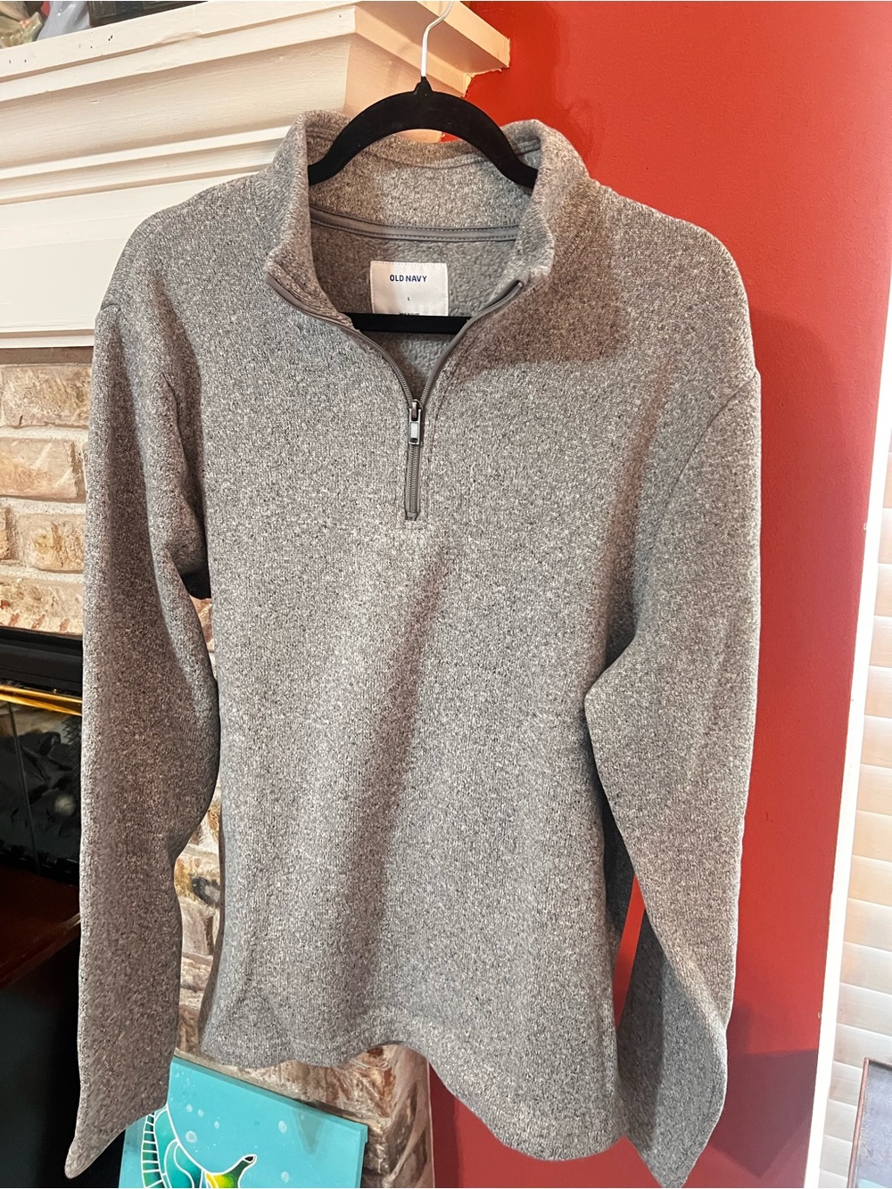 Old Navy Men's Heather Gray Quarter-Zip Pullover Sweater